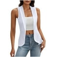 thumbnail image 3 of Htigea Women's Lightweight Open Front Cardigans Sleeveless Casual Spring Summer Cardigan White,2XL, 3 of 6