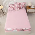 thumbnail image 4 of Manfei Adorable Ghost Print Zipper Full Size Comforter Sets with Fitted Sheet and 2 Pillowcases for Kids, Pink Halloween Pumpkin Bow Zipper Bedding Set, Pink Reversible, 4 Pieces, 4 of 6