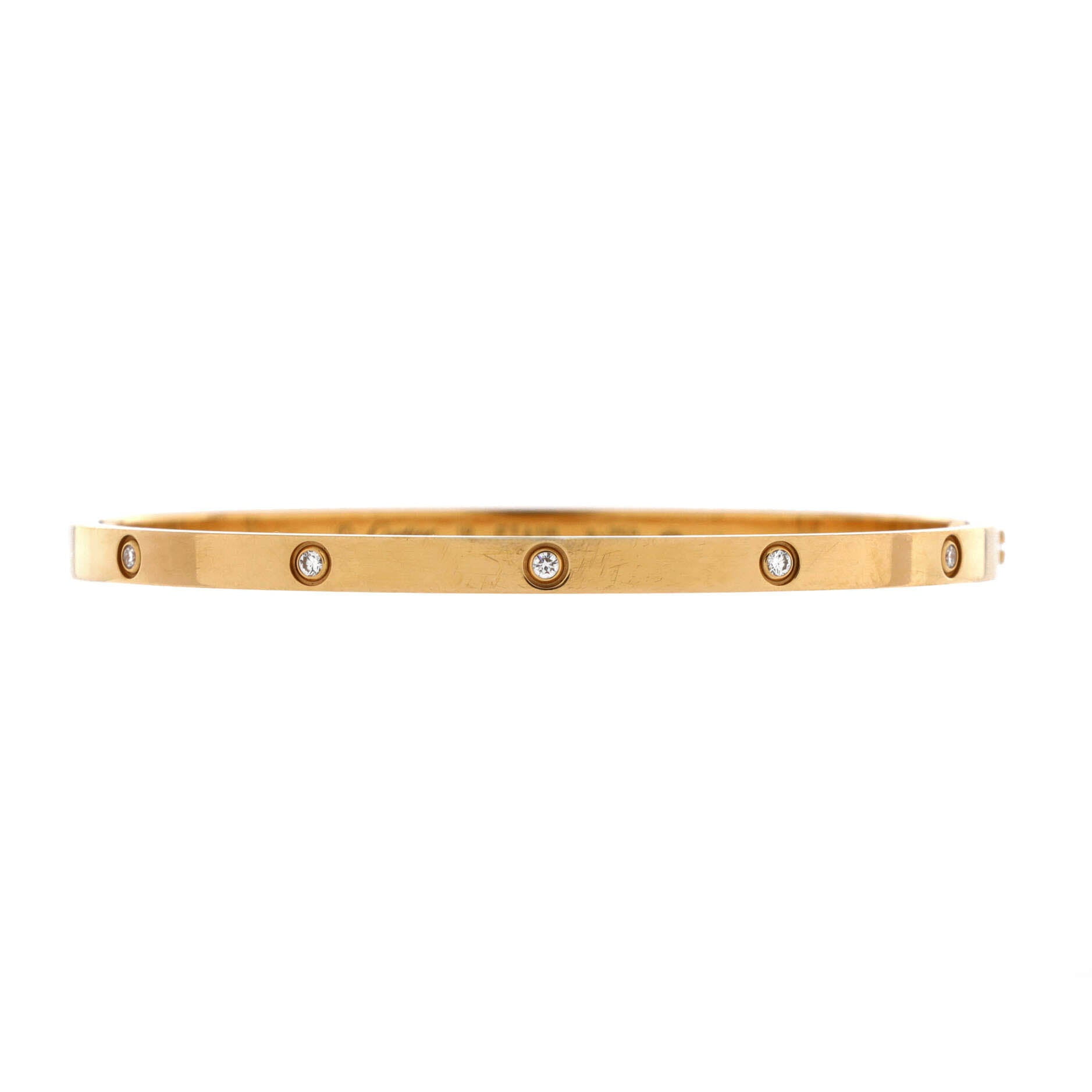 Pre-Owned Cartier Love 10 Diamond Bracelet 18K Yellow Gold with Diamonds Small By Rebag