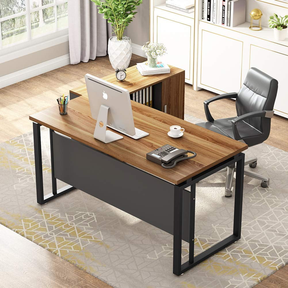 Large Computer Desk And File Cabinet Tribesigns 55 L Shaped Office Large Computer Desk And File Cabinet Tribesigns 55 L Shaped Office Writing Table With 40 Storage Mobile Printer Filing Stand For Home