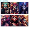 thumbnail image 2 of Pintura de diamantes 5D de Calavera, mujer, flor, regalo de Halloween, bordado de diamantes completo, imágenes de mosaico de diamantes de imitación, decoración del hogar, artes, 2 of 4