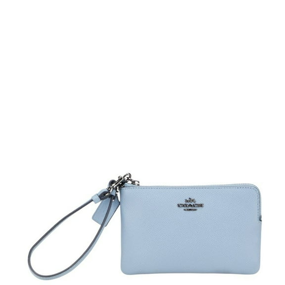Pre-Owned Coach logo pouch in blue leather for women. (Good)