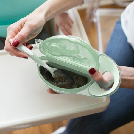 Dr. Brown's Travel Fresh Bowl and Snap-in Spoon, Divided Bowl with Spoon for Toddler Feeding On the Go, BPA Free, 4m+