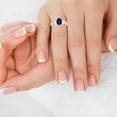 thumbnail image 2 of GemsNY September Birthstone - Three Stone Oval Blue Sapphire Ring with Prong and Channel Set Round Side Diamonds For Women (Grade - AAAA | 1.00cttw), 2 of 4