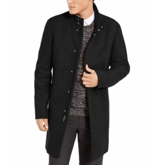Calvin Klein Mens Slim-Fit Wool Mayden Overcoat Coat 40R Black