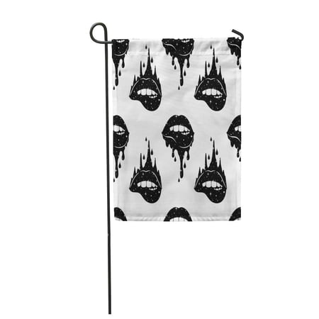 KDAGR Beautiful Abstract Fantasy Woman Biting Lips and Designs Garden Flag Decorative Flag House Banner 28x40 inch