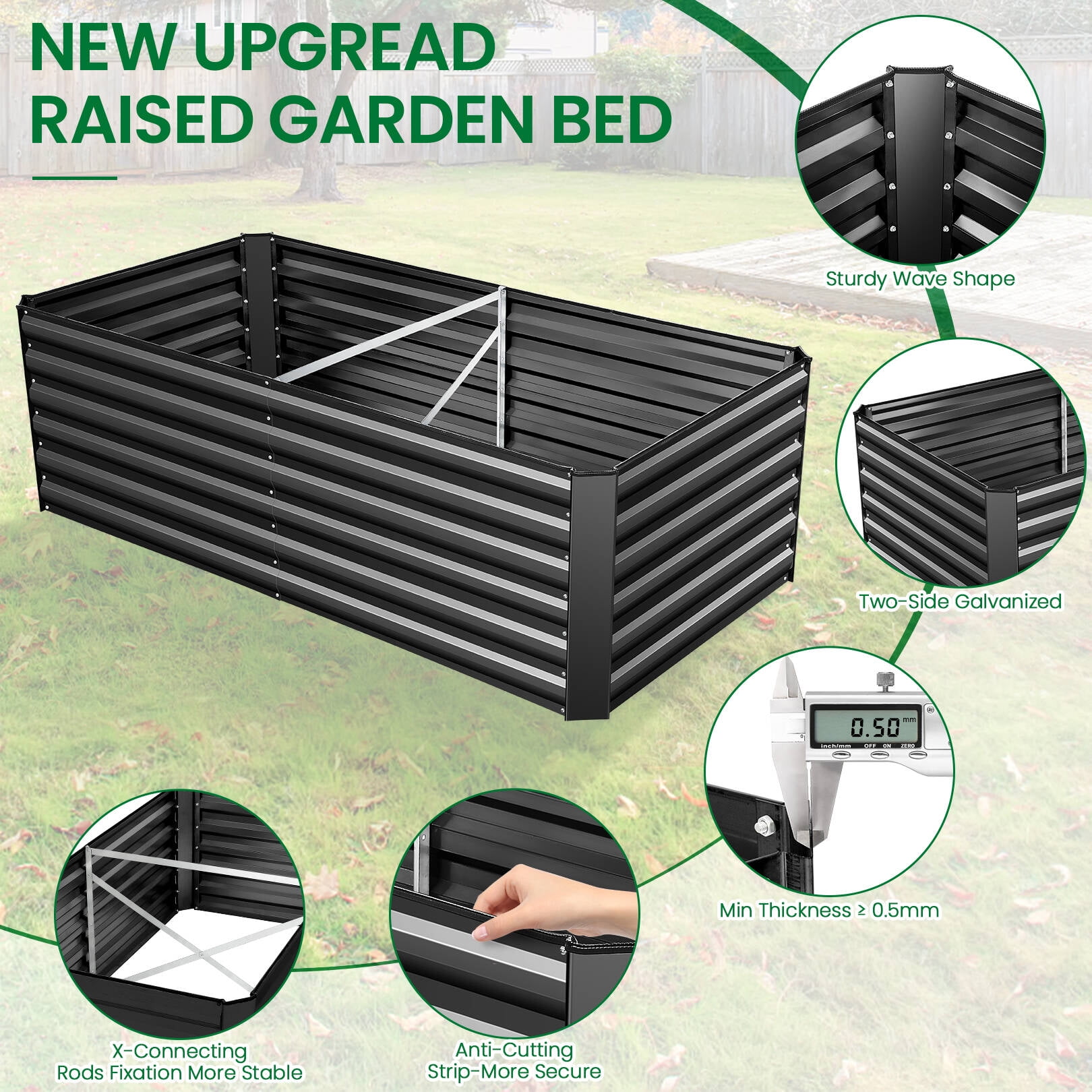 Funcid 6x3x2ft Galvanized Raised Garden Beds Large Metal Garden Beds Galvanized Steel Planter Boxes Outdoor for Vegetables Flowers Herbs