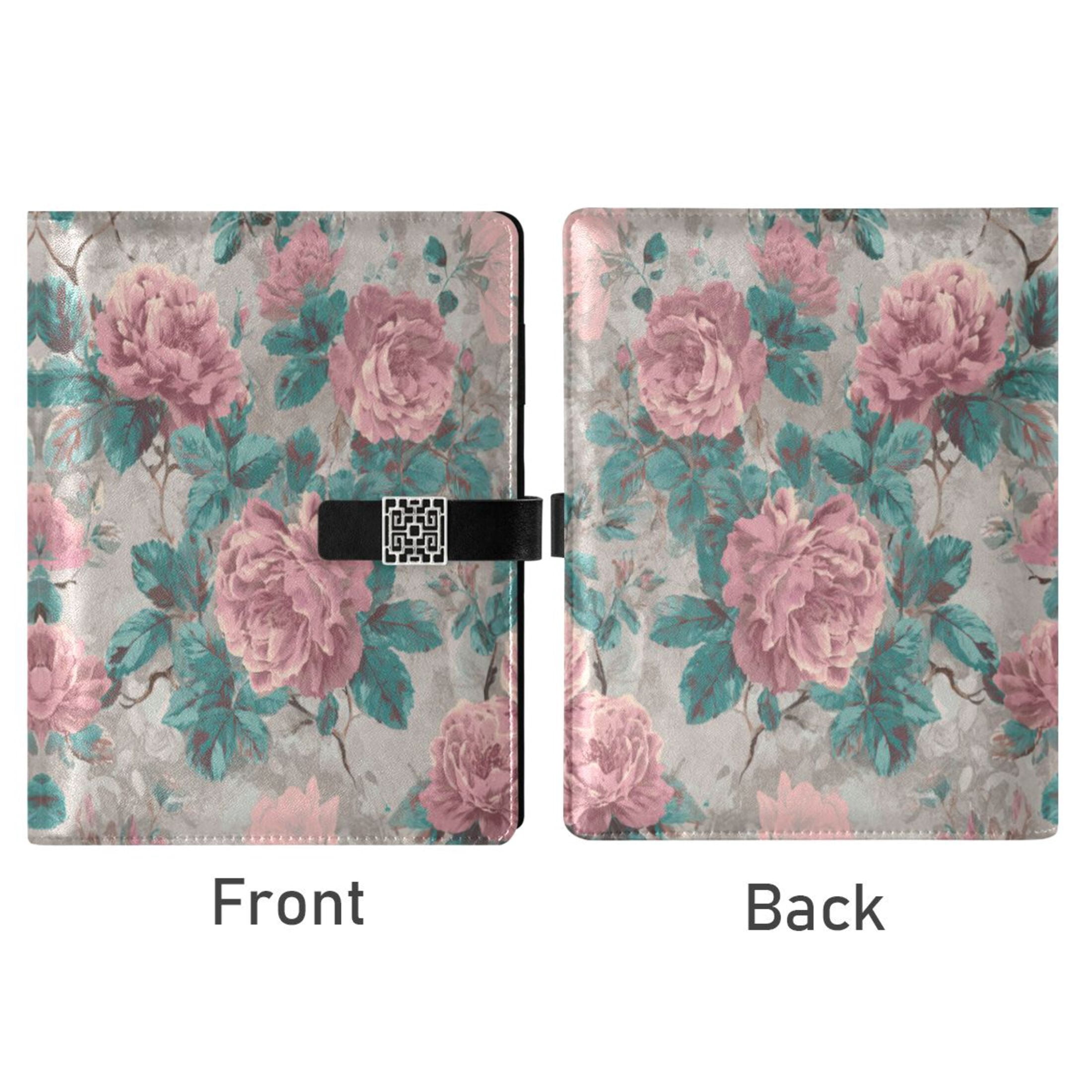 Leather Planner Leather Notebook Notebook Journal Binder Design Pen Pocket Design Convenient for Storage Vintage Retro Rose Picture