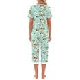 thumbnail image 4 of Weekease Printed Two Piece Pajama Sets for Women V Neck Short Sleeve Tops and Capri Casual Summer Sleepwear, 4 of 7