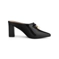 thumbnail image 3 of BLISSFUL STEP Women's Pearl Bow Block Heel Slides Mules Black 11, 3 of 8