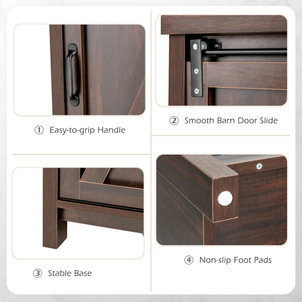 Finihen Kitchen Storage Cabinet, Buffet Sideboard, Freestanding Kitchen Buffet Storage Cabinet with Sliding Barn Door, for Dining Room, Kitchen, Living Room, Rustic Brown Finihen Kitchen Storage Cabinet, Buffet Sideboard, Freestanding Kitchen Buffet Storage Cabinet with Sliding Barn Door, for Dining Room, Kitchen, Living Room, Rustic Brown