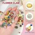 thumbnail image 3 of Uxcell Sew on Rhinestones Crystals, 3 Layer Sewing Flower Claw Rhinestones Glass Gems Metal Base Gold/White, 3 of 7