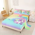 thumbnail image 2 of Erosebridal Girls Unicorn Rainbow Print Bed Sheets,Colorful Glitter Print Monogrammed J King Sheets For Kids 4 Pieces, 2 of 6