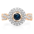 thumbnail image 3 of 1.15 Carat (ctw) 14K Rose Gold Round Cut Blue & White Diamond Ladies Swirl Bridal Halo Engagement Ring, 3 of 8