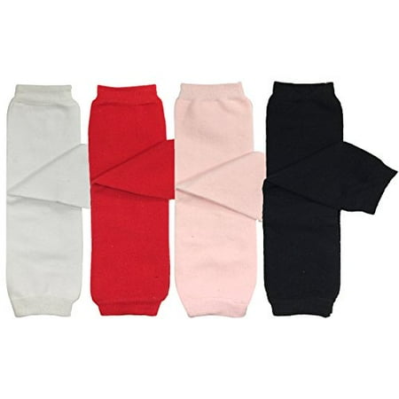 Colorful Baby Leg Warmers - ALLYDREW 4 Pack Baby Leg Warmer Set & Toddler Leg Warmer Set for Boys & Girls - Solid White, Red, Pink, Black