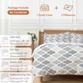 thumbnail image 6 of 3 Piece Teal Blue Grey Geometric Duvet Cover Set Full Size, Microfiber Comforter/Quilt Cover with Corner Ties and 2 Pillowcases, Morocco Abstract Art All Season Soft Bedding with Zipper Closure, 6 of 8