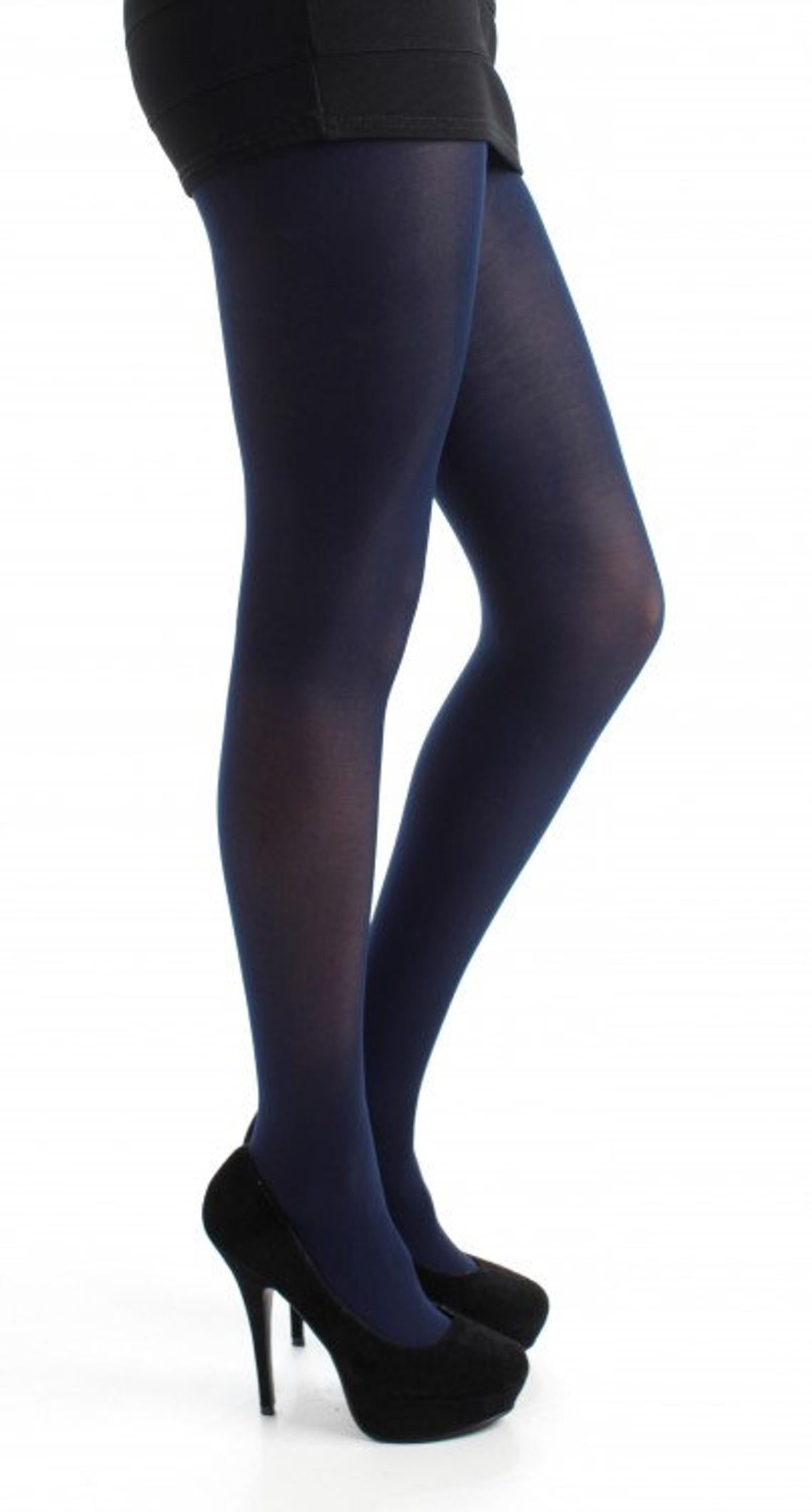 Navy Blue Opaque Tights Plus Size for Women from XL to 5XL