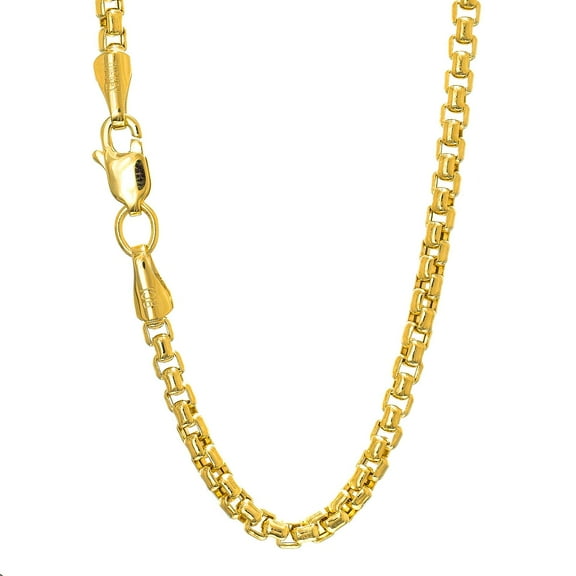 JewelStop 14K Yellow Gold 3.4 Mm Round Box Chain Necklace 18" Lobster Claw Clasp - 10.76gr.