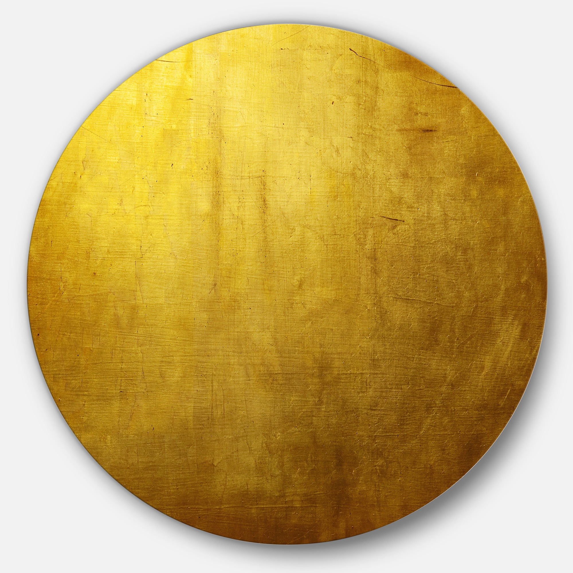 Designart 'Gold Texture' Abstract Circle Metal Wall Art