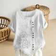 thumbnail image 5 of Womens Short Sleeve Shirts Sunflower Print Tops Round Neck Casual Summer Tops Loose Fit Tunic Blouse Camisetas Para Mujer, 5 of 5