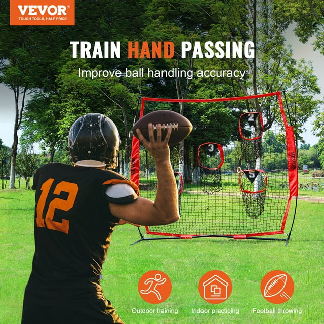Red de lanzamiento VEVOR para entrenador de fútbol 6 x 6 pies con 5 Bolsillos