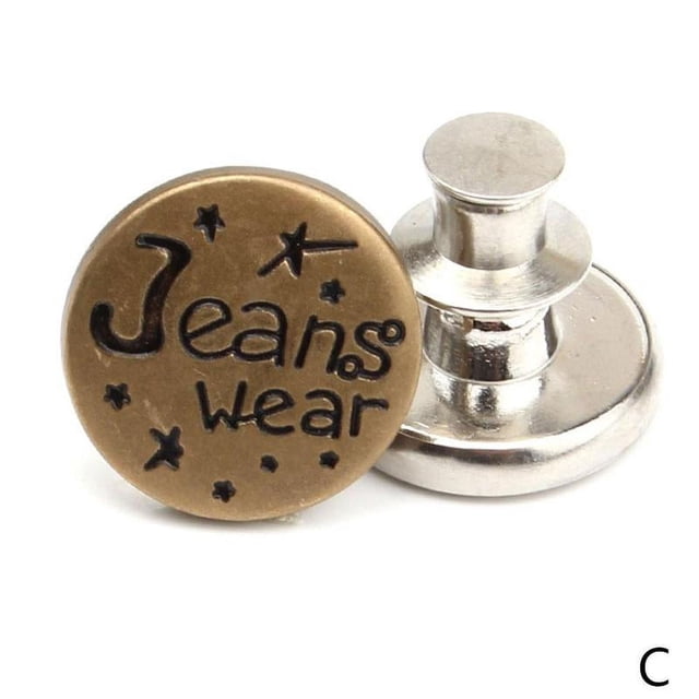 5pcs Retractable Jeans Button Adjustable Removable Stapleless Metal Buttons UK 9C9C