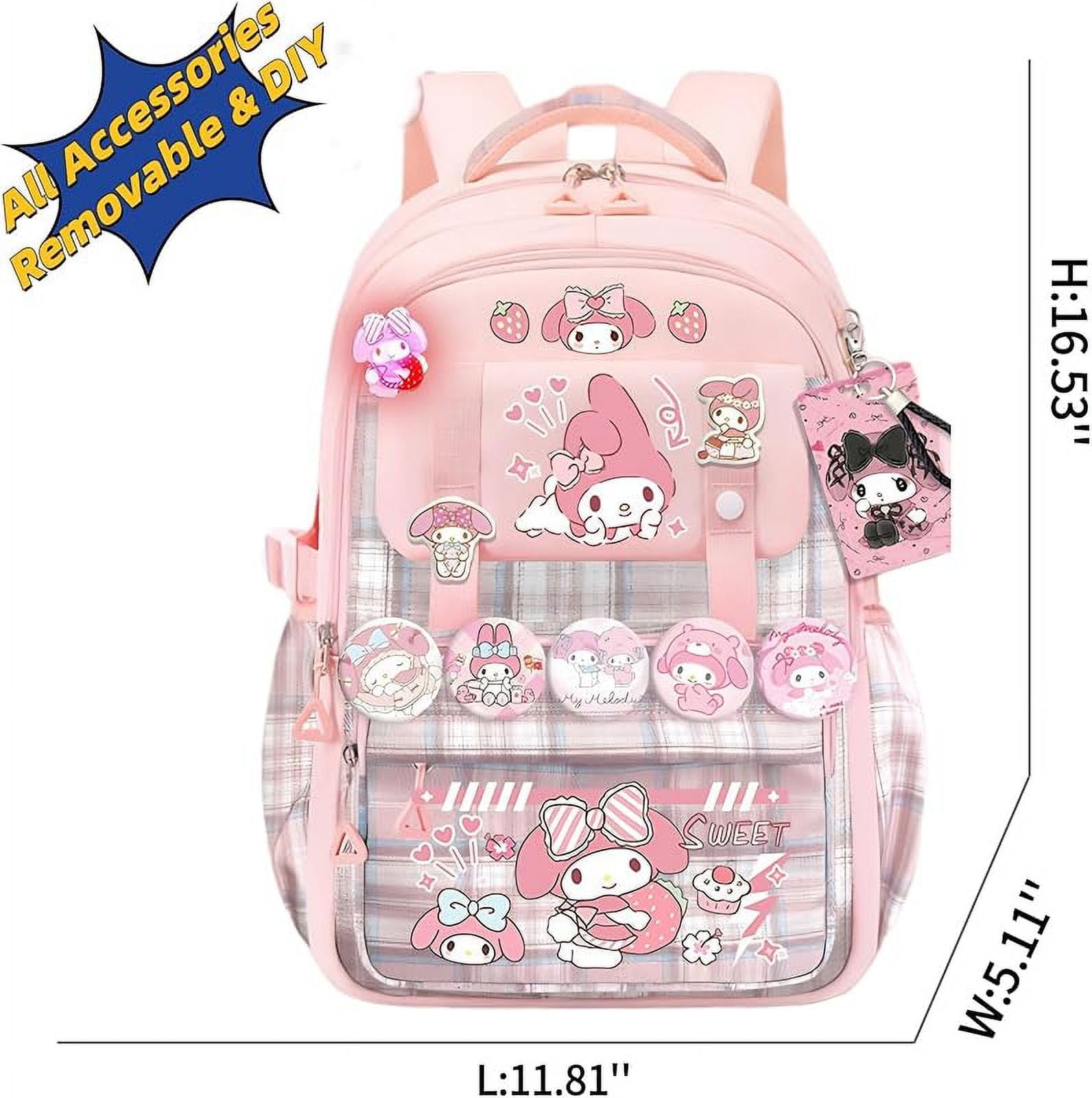 YAHAFEPY Kawaii backpack with 18PCs accessories anime cartoon anti-theft travel aesthetic new semester gifts bag with cute pins…