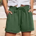 thumbnail image 2 of HKYNLAG Linen Shorts for Women Summer Drawstring Elastic Waist Shorts Dressy Casual with Pockets Boho Beach Shorts 2026 Green 2XL, 2 of 4