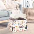 thumbnail image 3 of Yayeee Collapsible Cube Storage Bin with Lid Fabric Closet Decorative Basket with Handles, Beige Christmas Santa, 3 of 7