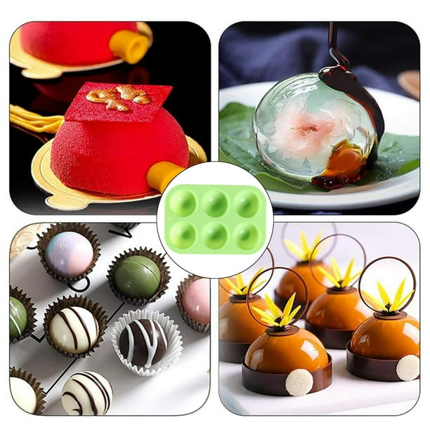 de Silicona de 6 Agujeros para Chocolate, Pastel, Gelatina, Pudín, Jabón Hecho , Herramientas para ear Cupcakes Sin BPA Verde perfecl molde de pastel de caramelo de silicona