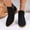 Black, variant on Women Faux Suede Buckle Ankle Boots Round Toe Low Wood Block Heel Slip On Western Short Booties Non Slip Rubber Sole for Fall Winter Daily Wear Camel 7.5 Wide