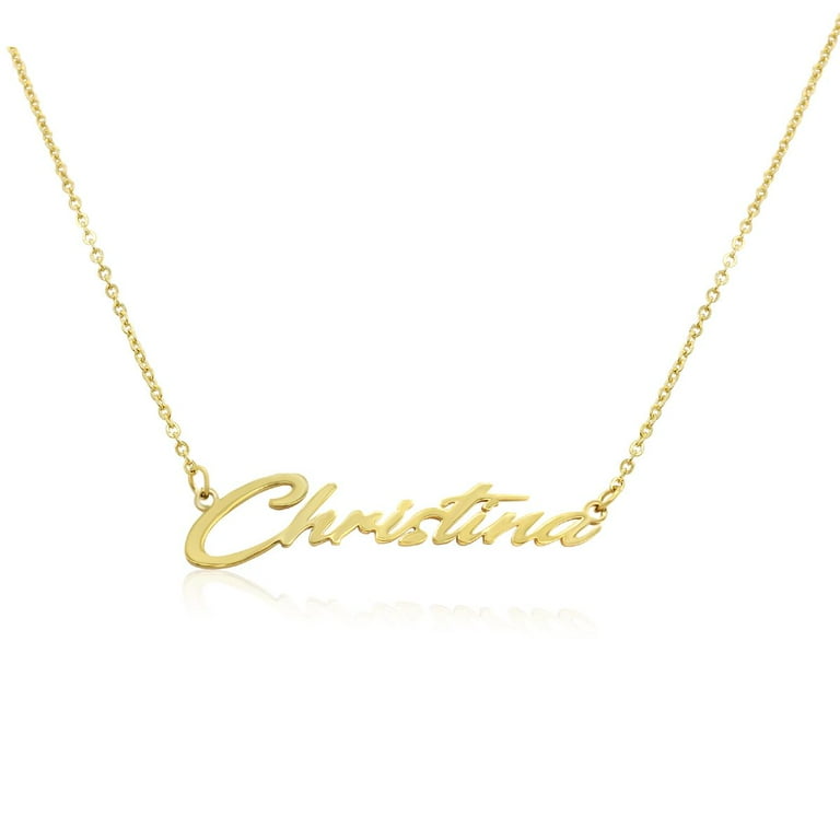 SuperJeweler Christina Nameplate Necklace in Gold 16 inches All Names Available for Women Teens and Girls