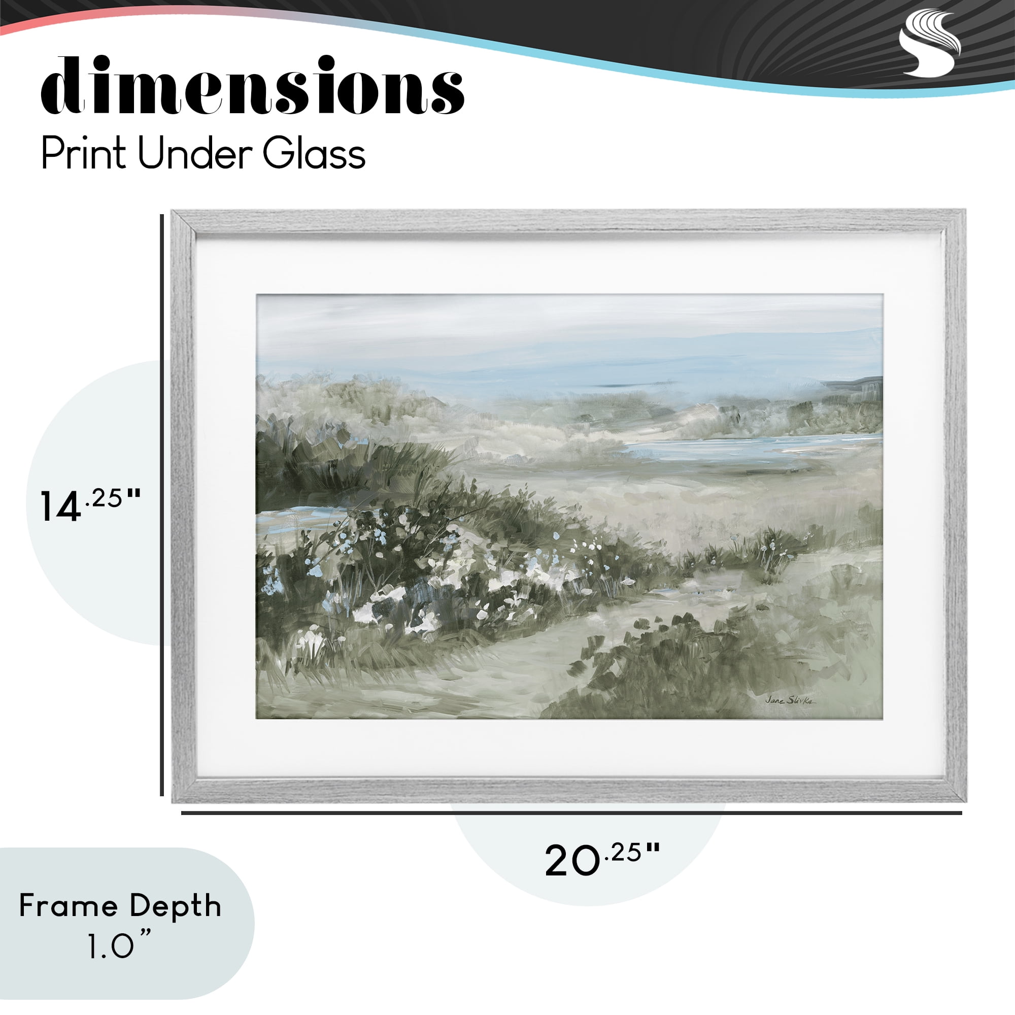 Stupell Industries Neutral Quiet Composition Landscape Gray Framed Print Under Glass, design by Jane Slivka