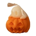 thumbnail image 2 of Halloween Ghost Pumpkin Scented Candle, Cute Decorative Wax Candle, Fall Holiday Table Decor, Spooky Home Accent, Thanksgiving Centerpiece, Seasonal Gift for Family and Friends, 2 of 6
