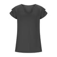 thumbnail image 7 of gbyLJF Cotton Blouses For Women V Neck Tees For Women Cold Shoulder Tops For Women Ladies Casual Tops Dark Gray M, 7 of 7