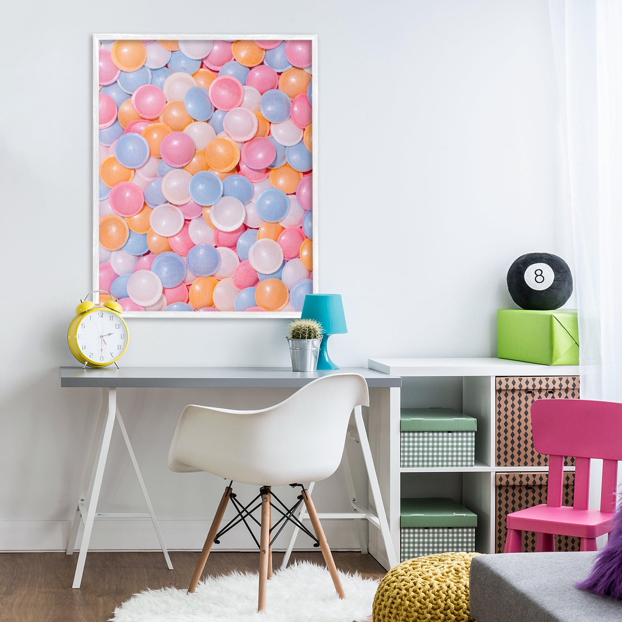 Stupell Industries Retro Pastel Candies White Framed Giclee Art, design by LISH Creative