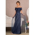 thumbnail image 2 of Women's Elizabeth K Embroidered Off Shoulder Glitter Gown Gl2942 Navy Blue Size 3XL, 2 of 5