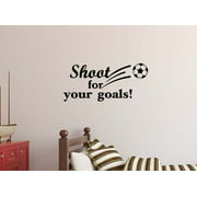 Shoot for Your Goals 22 x 10 Vinyl Wall Quote Decal Futbol Sticker Sports Team Calligraphy Art Decor Motivational Inspirational Lettering Ronaldo Messi Soccer