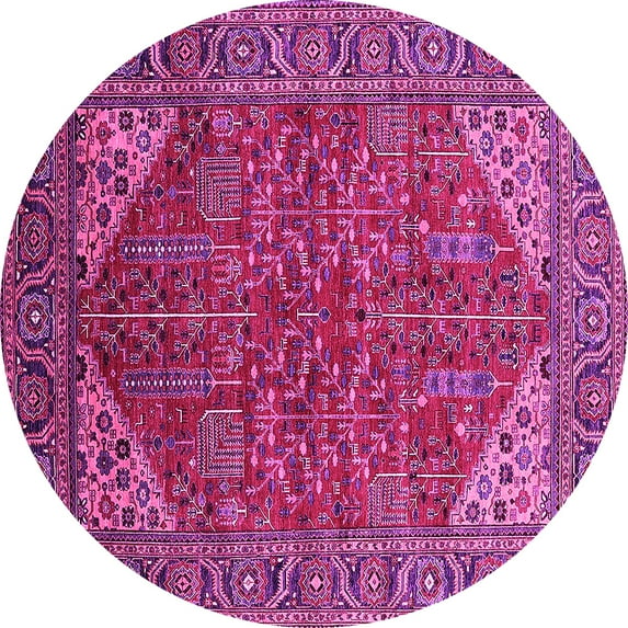 Ahgly Company Indoor Round Oriental Pink Industrial Area Rugs, 7' Round