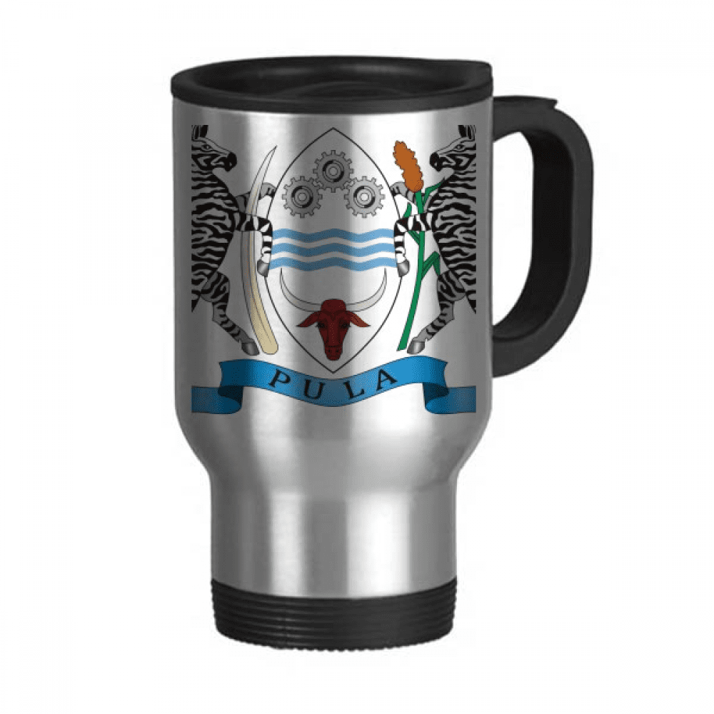 Botswana National Emblem Country Travel Mug Flip Lid Stainless Steel