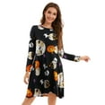 thumbnail image 4 of CRAYNER Casual Womens Halloween Dresses, Long Sleeve Loose Fits T Shirt Dress Crew Neck A-line Flowy Swing Dress with Pockets, L, 4 of 8