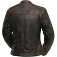 thumbnail image 2 of First Mfg Co - Trickster - Women's Motorcycle Biker Riding Black Olive Leather Jacket - 2X Large - Action Back Lightweight, 2 of 5