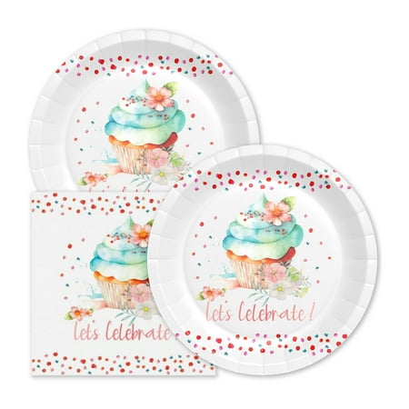 Stonehouse Collection | Cupcake Party Plates | 20 9 Paper Plates & 20 Napkins | Stonehouse Collection | Cupcake Party Plates | 20 9 Paper Plates & 20 Napkins |