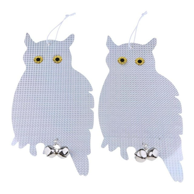 2 Pack Bird Owls - Repelente De Pájaros Colgante Reflectante Efectivo Con Campana