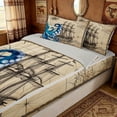 thumbnail image 3 of meiyoeat Vintage Octopus Zipper Comforter Set with Fitted Sheet and 2 Pillowcases for Men Kids, Nautical Map Compass Ocean Sail Adventure Zipper Bedding Set, Beige, Grey Reversible, 3-Piece, 3 of 6