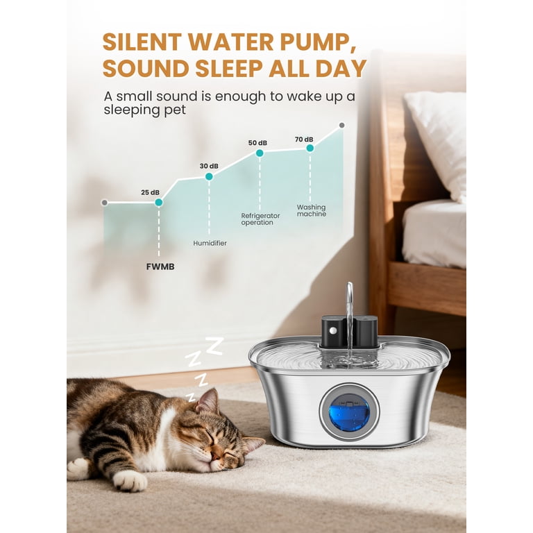 FURCLAN Wireless Stainless Steel Pet Water Fountain, Battery Operated photo 3