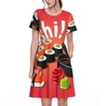 thumbnail image 1 of Vsdgher Sushi pour Femmes Été 2025 Robes Midi Décontractées Légères Manches Courtes Col Rond Robe de Plage, 1 of 6