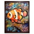 thumbnail image 1 of Clownfish In Colourful Bubbles Folk Art Watercolour Painting Art Print Framed Poster Wall Decor 12x16 inch, 1 of 5