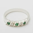 thumbnail image 4 of LBG British Made 10k White Gold Natural Emerald & Cultured Pearl Womens Eternity Ring - 33 size options - Sizes 4 to 12 Available, 4 of 6