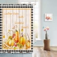 thumbnail image 5 of Fall Shower Curtain Harvest Fruits Shower Curtains for Bathroom Pumpkin Fallen Leaves Black Plaid Bath Curtains Sets for Autumn Thanksgiving Seasonal Bathroom Decor Fabric Waterproof 72 x 72 in, 5 of 6
